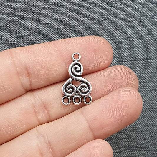 4 Verbinder, Celtic-Style, 21mm, antik silberfarbig, Schmuck DIY