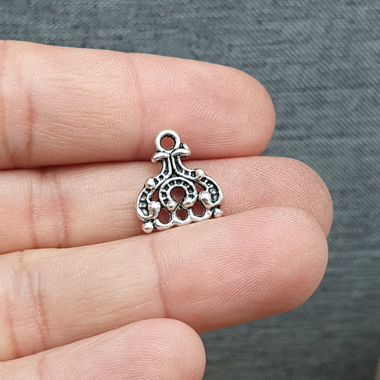 4 Verbinder, Shabby, 14mm, antik silberfarben, Schmuck DIY