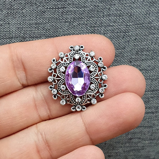 Zierelement mit Strass und Schmuckstein Flieder, 27 x 23mm