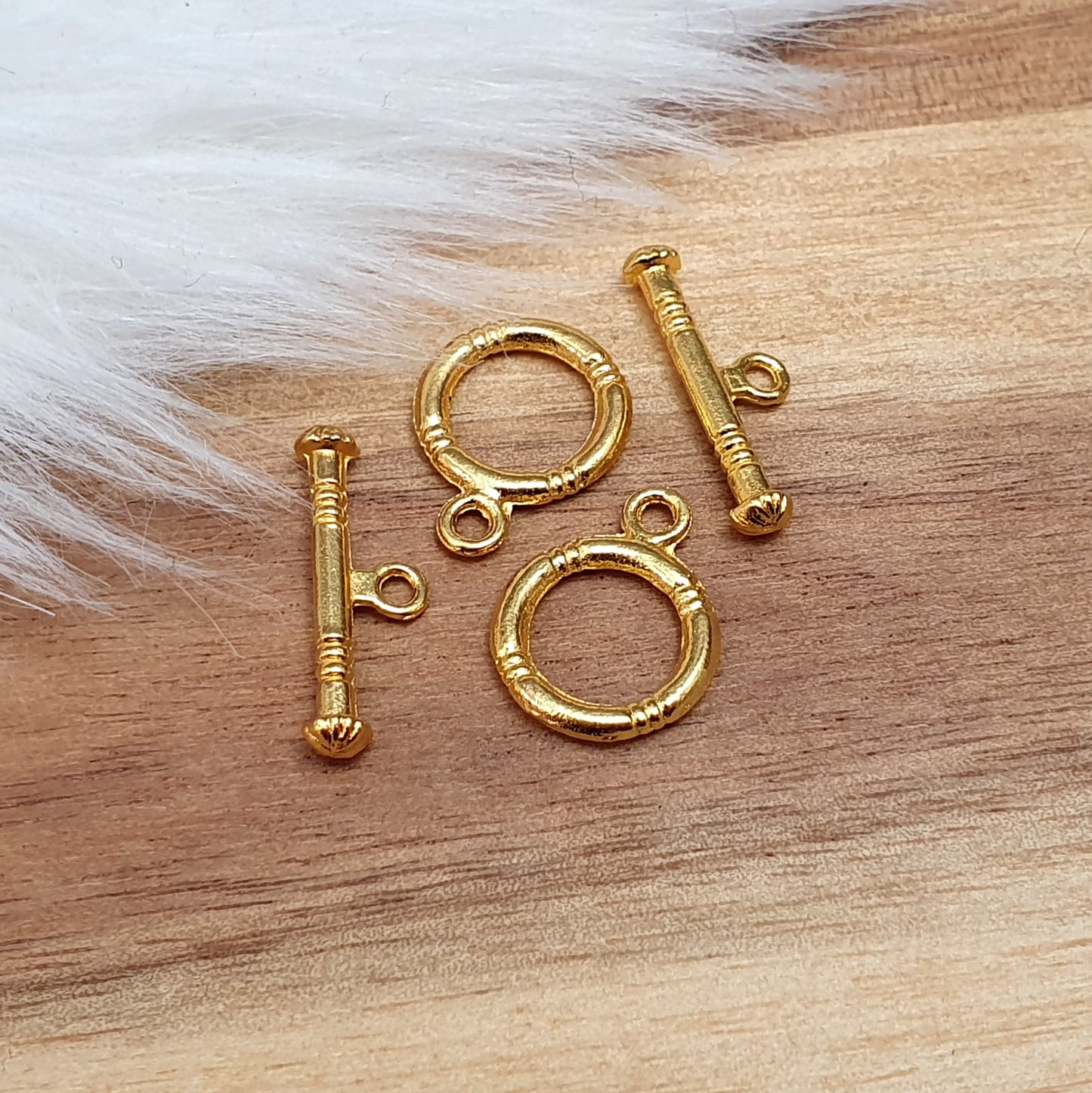 3x Knebelverschluss, vergoldet, Ring, Schmuck basteln
