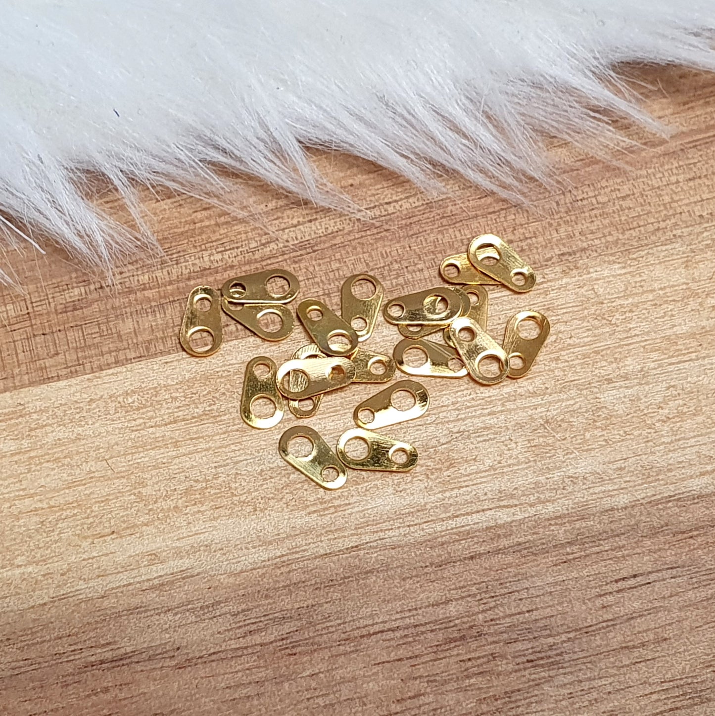 25 Kettentags, Verschlusstags, 6,5mm, vergoldet