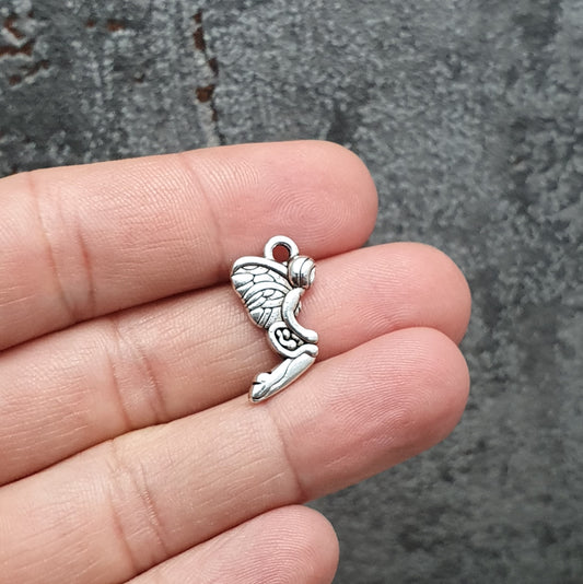 4 Anhänger, Charms, Elfe, 20mm, antik silberfarbig, Schmuck Basteln