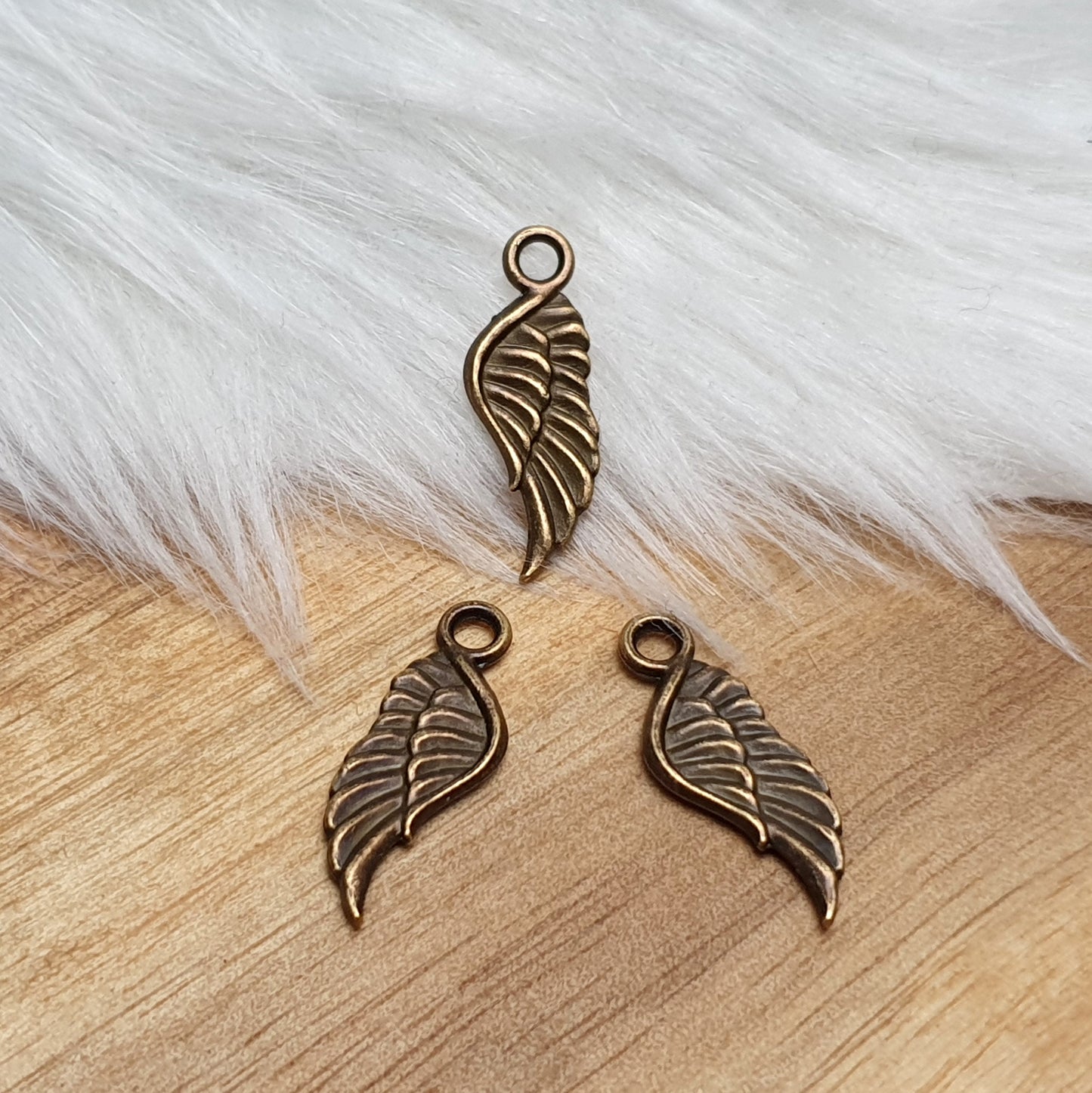 5 Anhänger, Charms, Flügel, 21mm, antik bronzefarbig, Schmuck Basteln