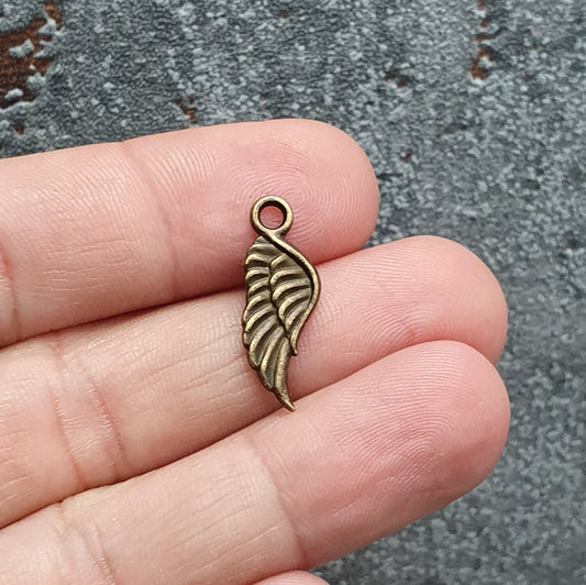 5 Anhänger, Charms, Flügel, 21mm, antik bronzefarbig, Schmuck Basteln
