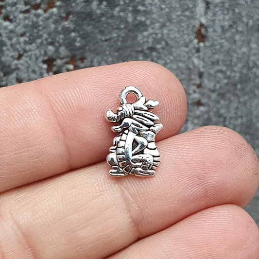 3 Anhänger, Drachen, 15mm, antik silberfarbig