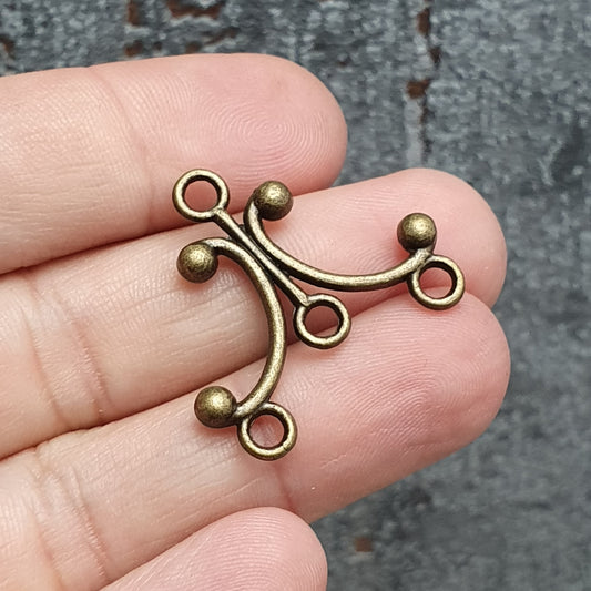 2 Multi-Verbinder Schnörkel, 25mm, antik bronzefarbig, Schmuck Basteln