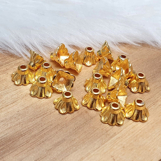 20 CCB Perlenkappen, Zierkappen, 8mm, goldfarbig, Schmuck Basteln