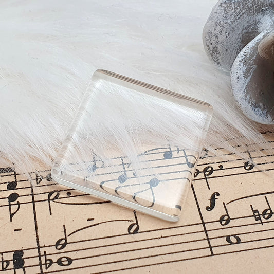 2 quadratische Glascabochons, 25x25mm, transparent, zum selber gestalten