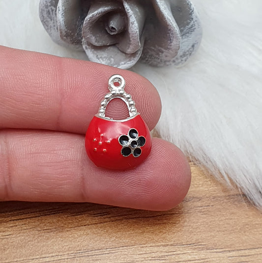 2 emaillierte Charms, Tasche, 21mm