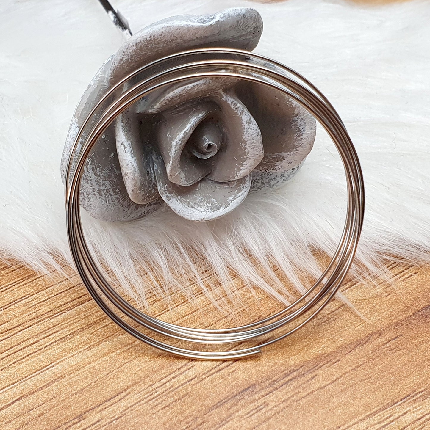 6 Windungen Memory Wire ø 38mm, dunkel silberfarbig