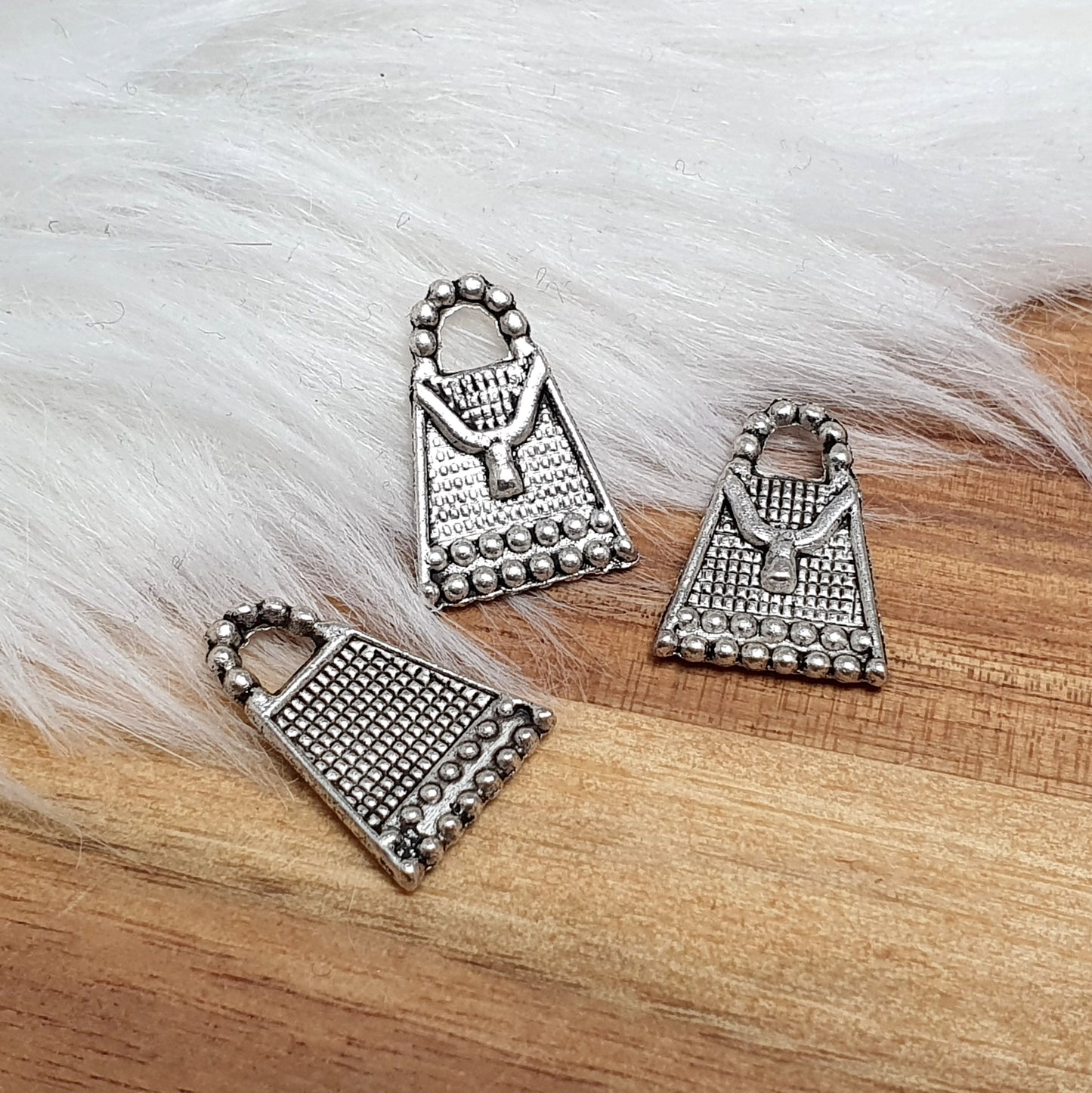 3 Charms, Anhänger Fashion Tasche, 16mm, antik silberfarbig