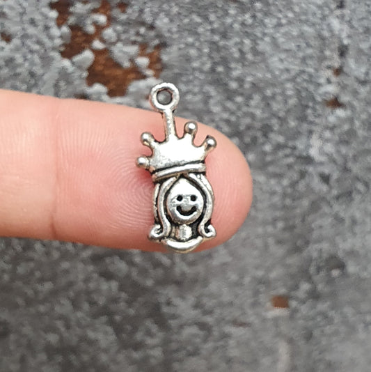 3 Charms, Anhänger Mädchen, 19mm, antik silberfarbig