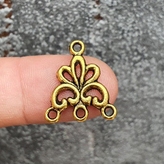 2 Verbinder, antik goldfarbig, 19x17mm