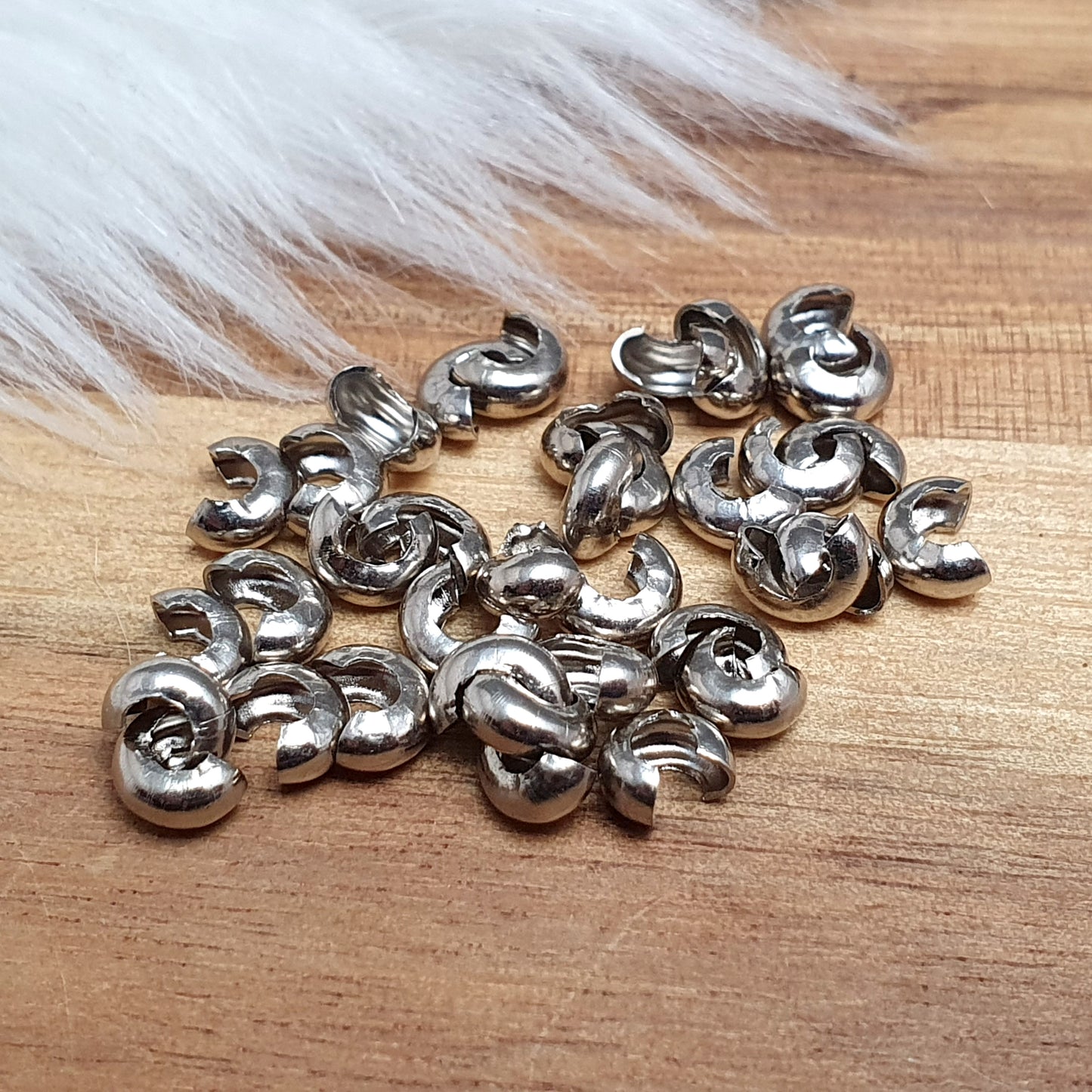 36 Kaschierperlen, platinfarbig, 3mm, Schmuck Basteln