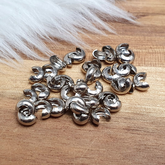 36 Kaschierperlen, platinfarbig, 3mm, Schmuck Basteln