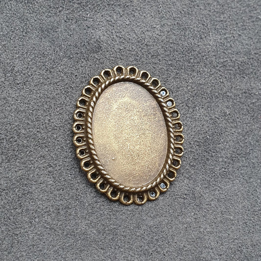 1x Anhänger für Cabochons, Oval 26x19mm, antik bronzefarbig