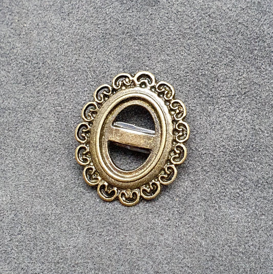 Broschenrohling für Cabochons, Oval 13x17mm, antik bronzefarbig