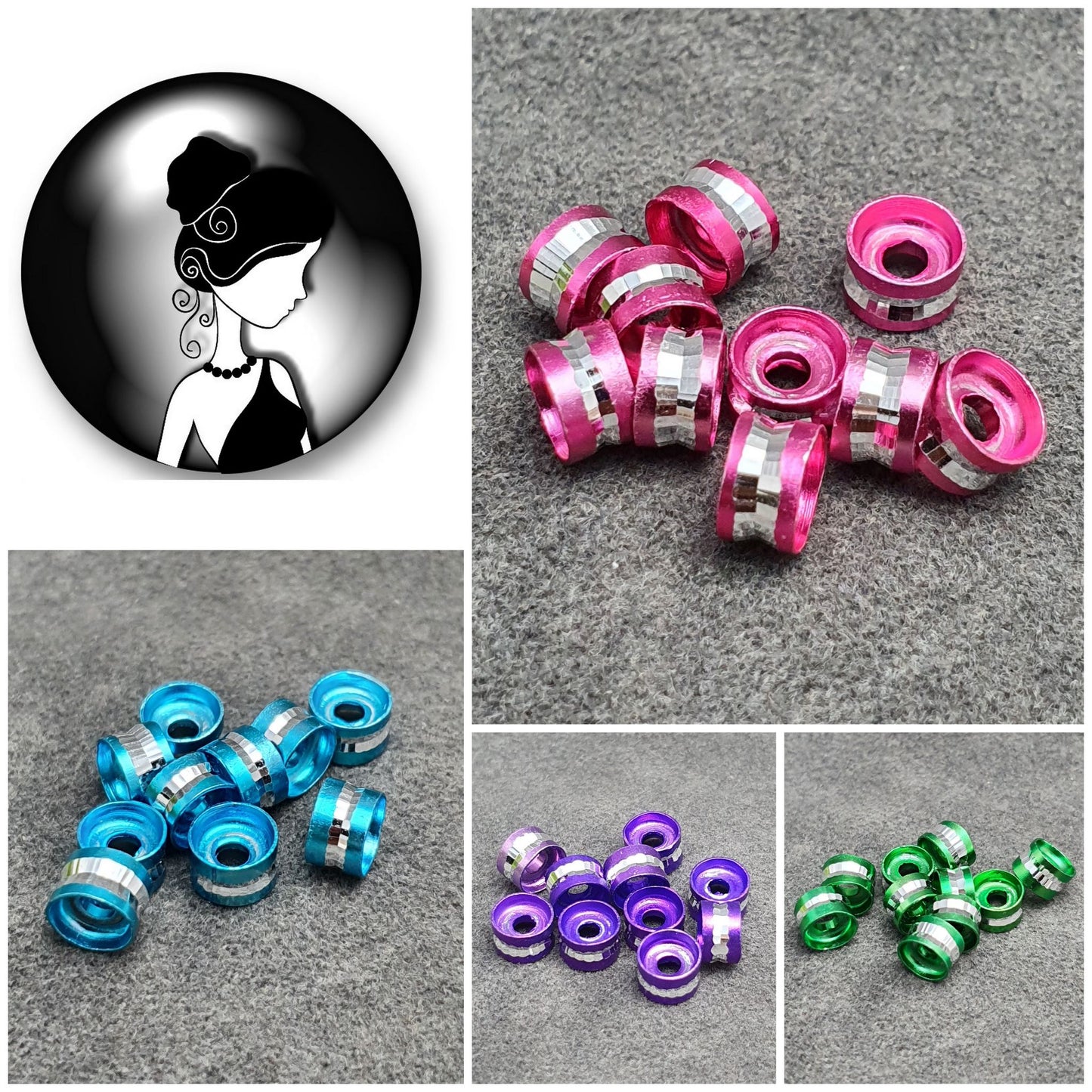 10 Metallperlen Rondell Alu, 6mm