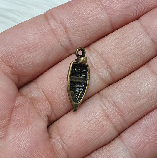 3x Anhänger, Charms, Motorboot, 22mm, antik bronzefarbig
