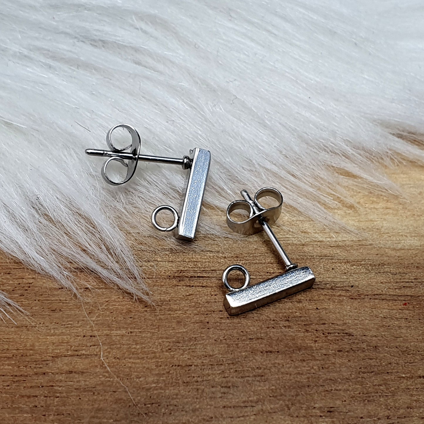 1 Paar Ohrstecker Stäbchen mit Öse aus 304 Edelstahl, silber oder vergoldet