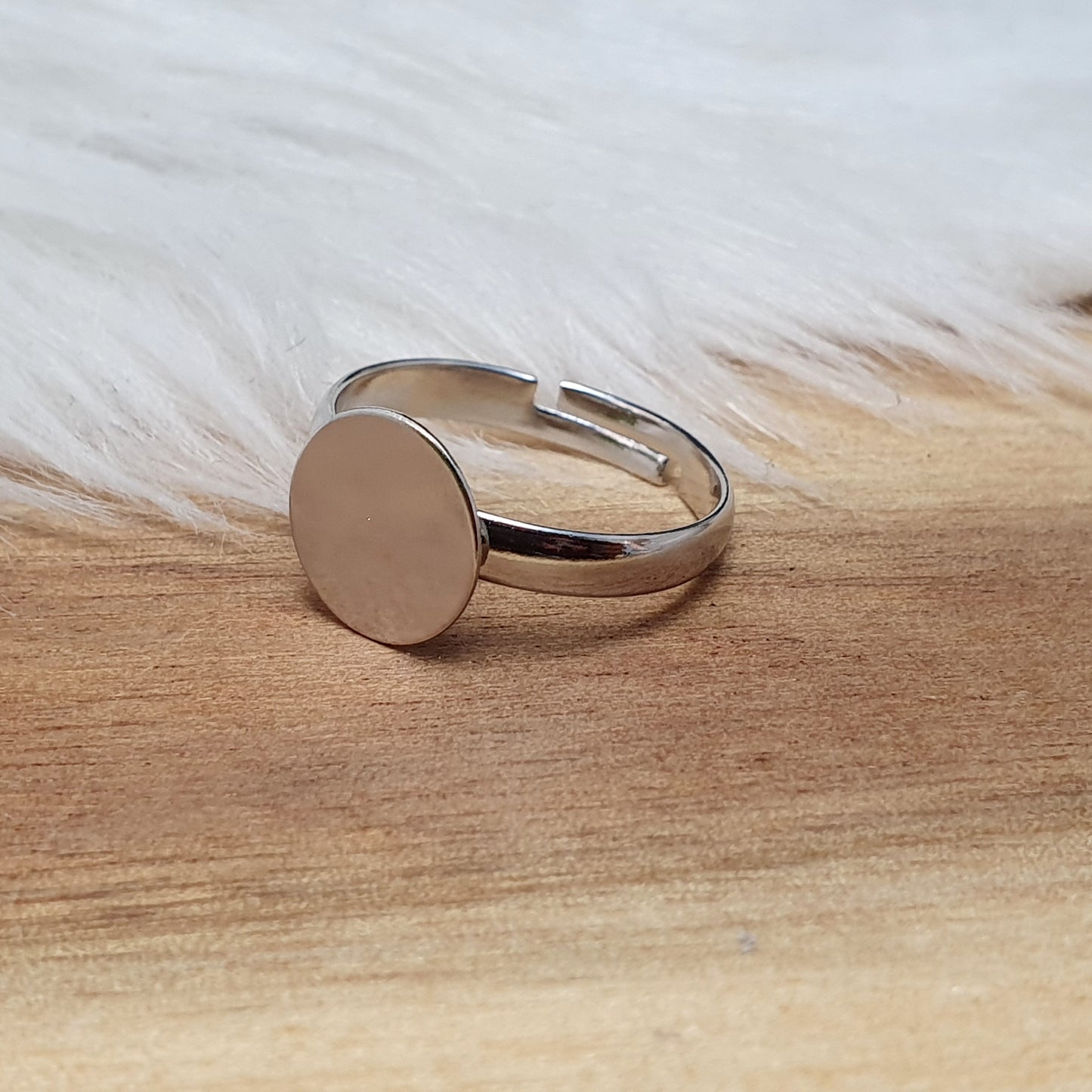 Ring Rohling, Ringschiene, mit Klebeplatte 10mm, platinfarben, unisize