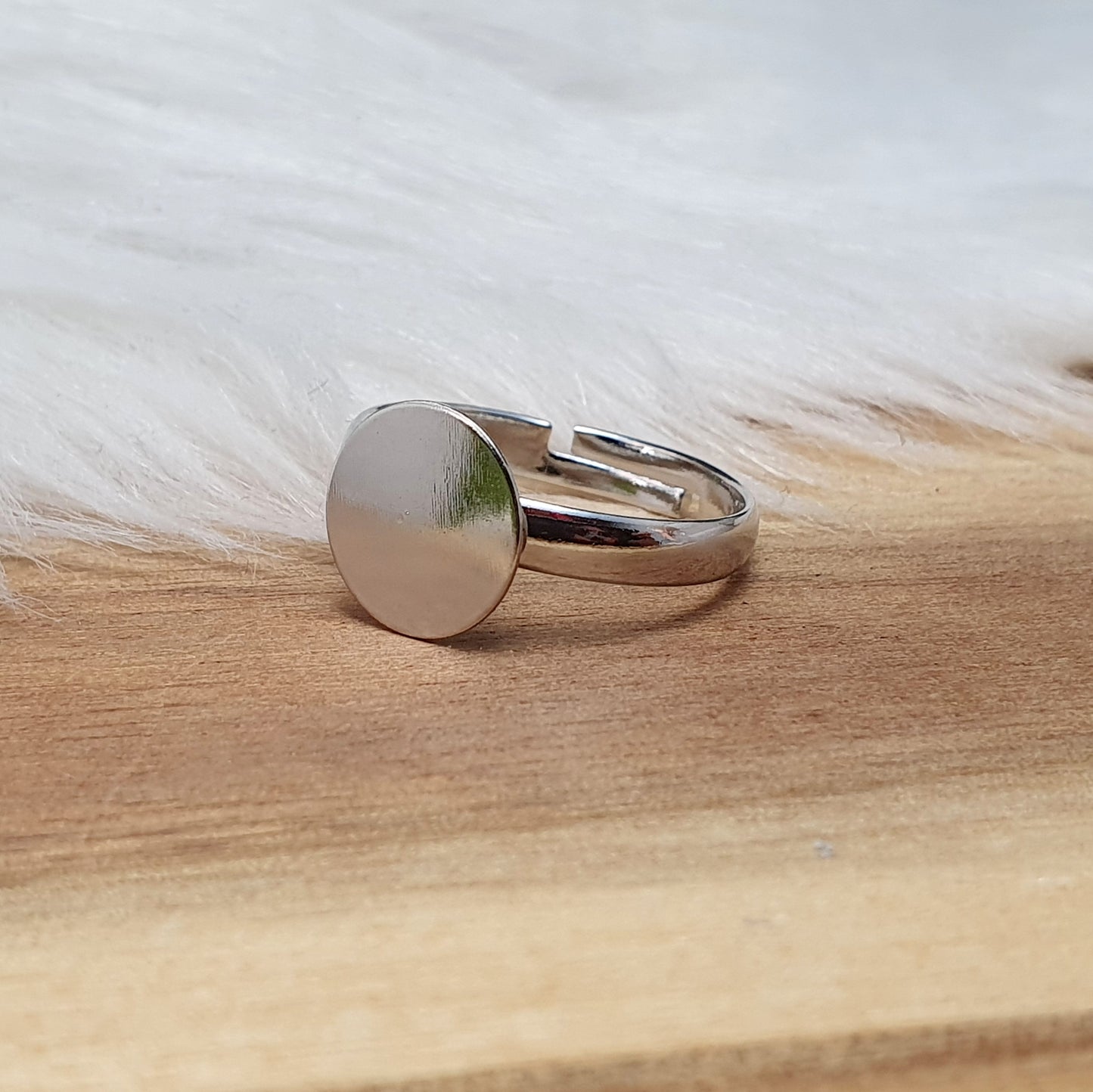 Ring Rohling, Ringschiene, mit Klebeplatte 10mm, platinfarben, unisize