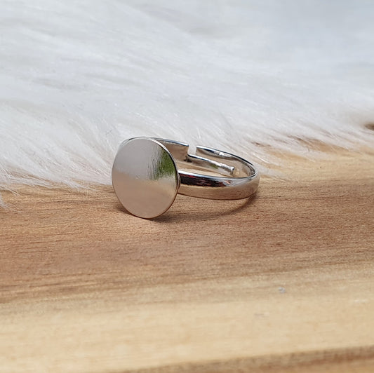 Ring Rohling, Ringschiene, mit Klebeplatte 10mm, platinfarben, unisize