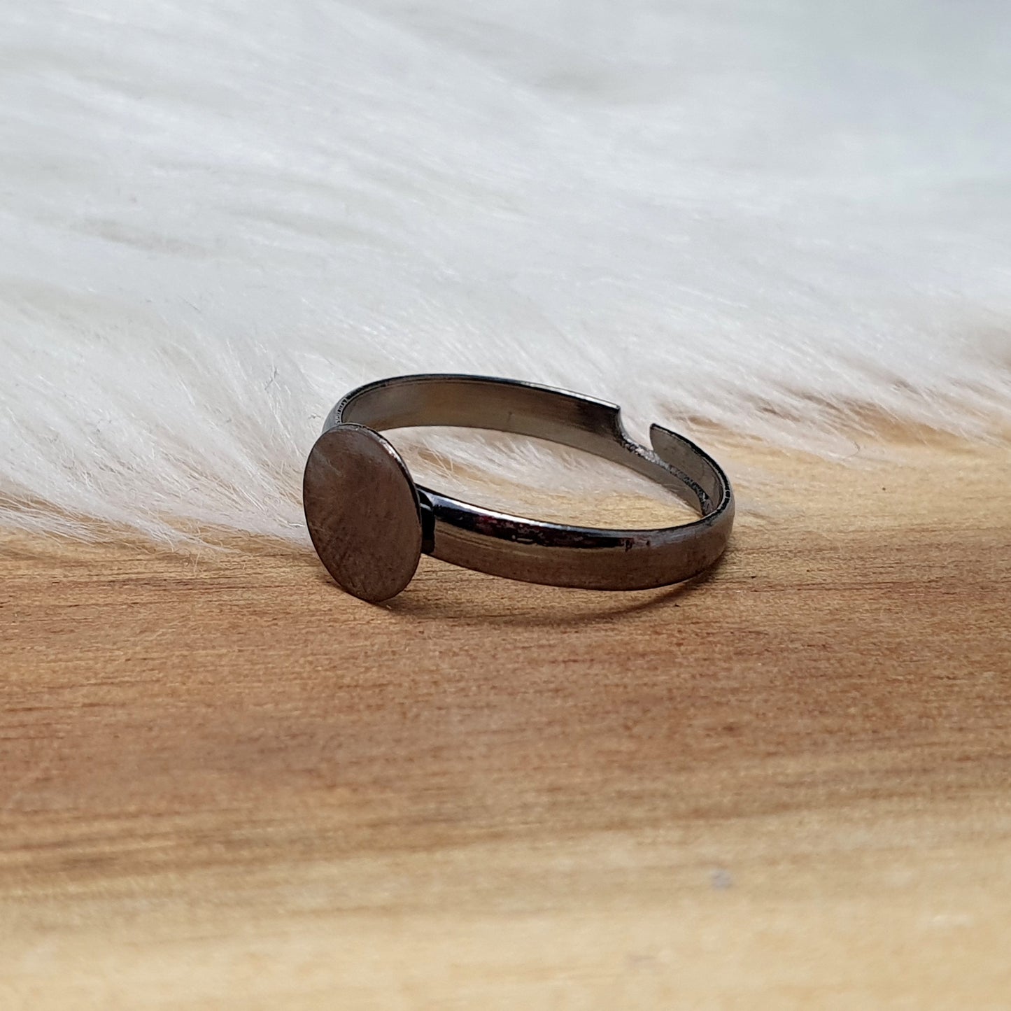 Ring Rohling, Ringschiene, mit Klebeplatte 8mm, gunmetal, unisize