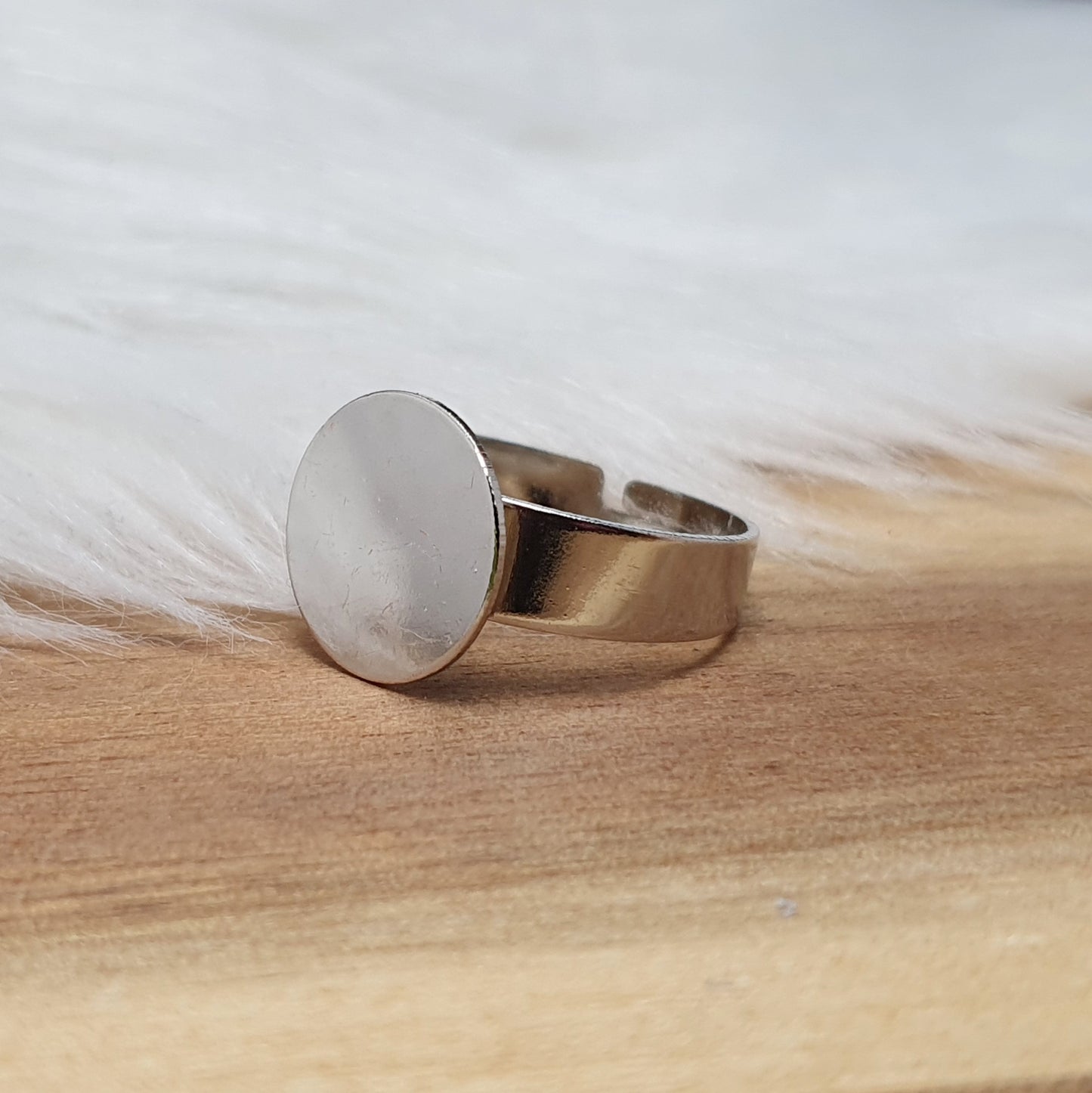 Ring Rohling, Ringschiene, mit Klebeplatte 12mm, silberfarbig, unisize
