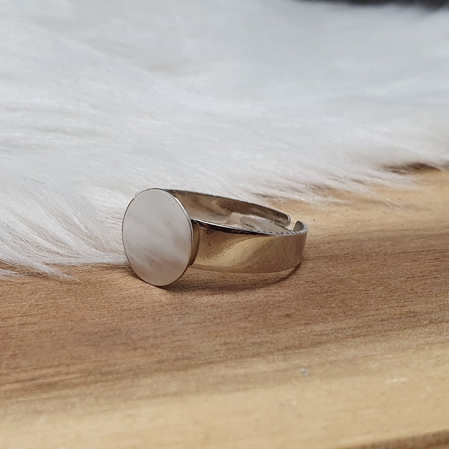 Ring Rohling, Ringschiene, mit Klebeplatte 10mm, silberfarbig, unisize