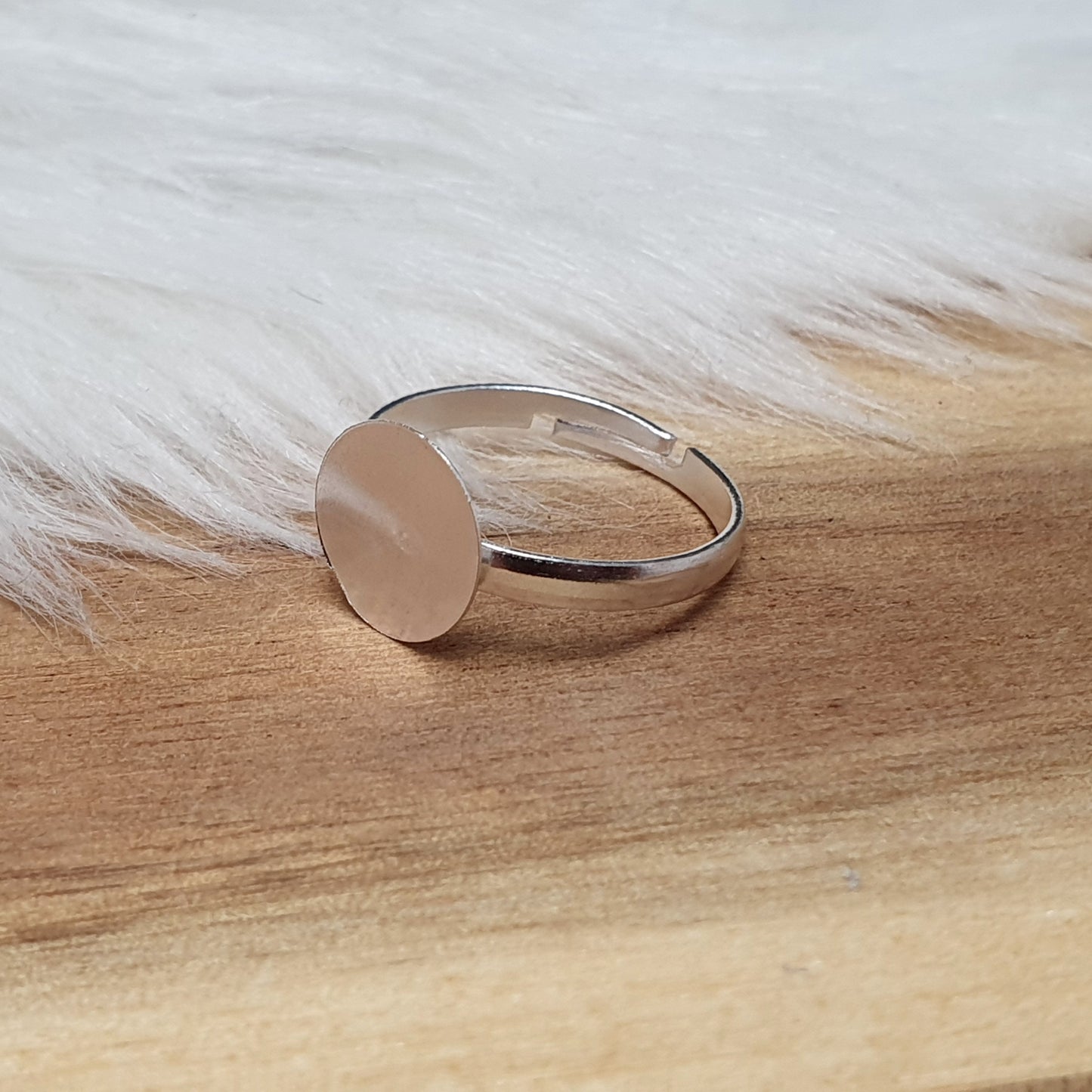 2 Ring Rohlinge, Ringschiene, mit Klebeplatte 10mm, versilbert, unisize
