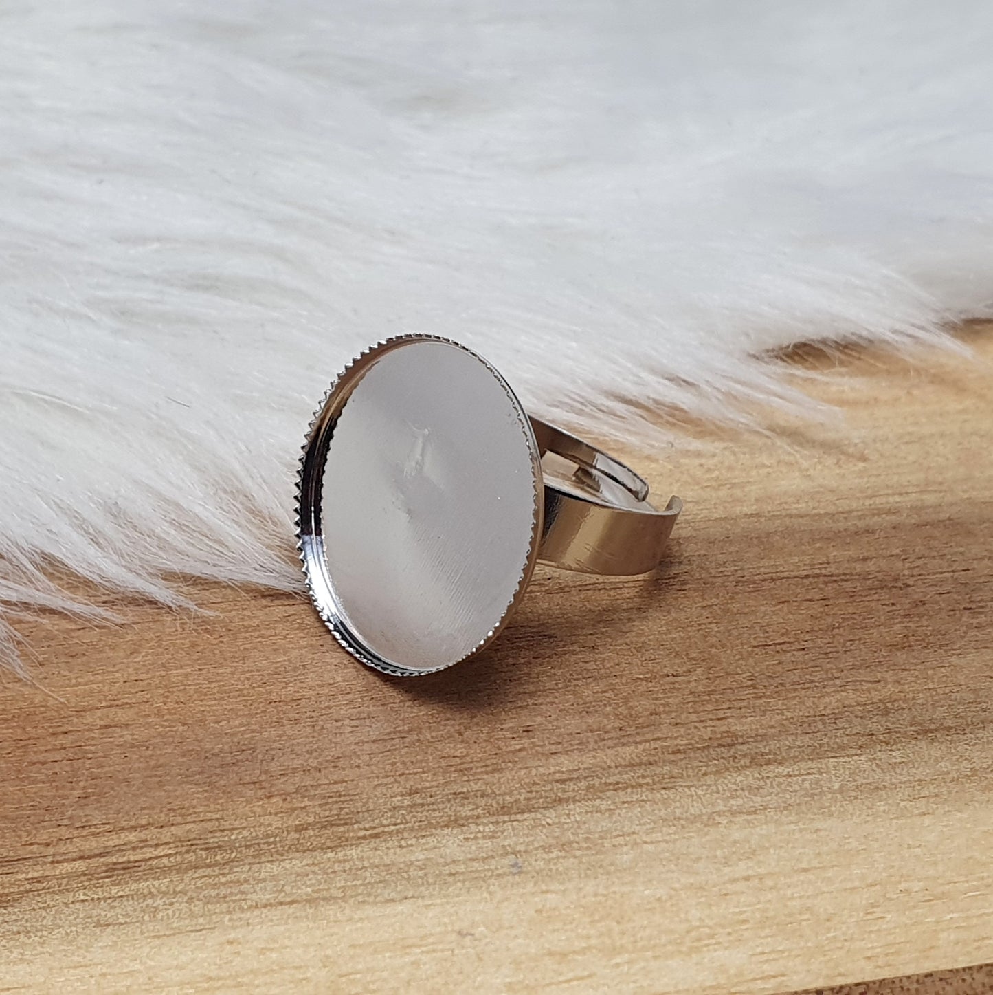 Ring Rohling, Ringschiene, mit Klebewanne, 20mm, platinfarbig, unisize
