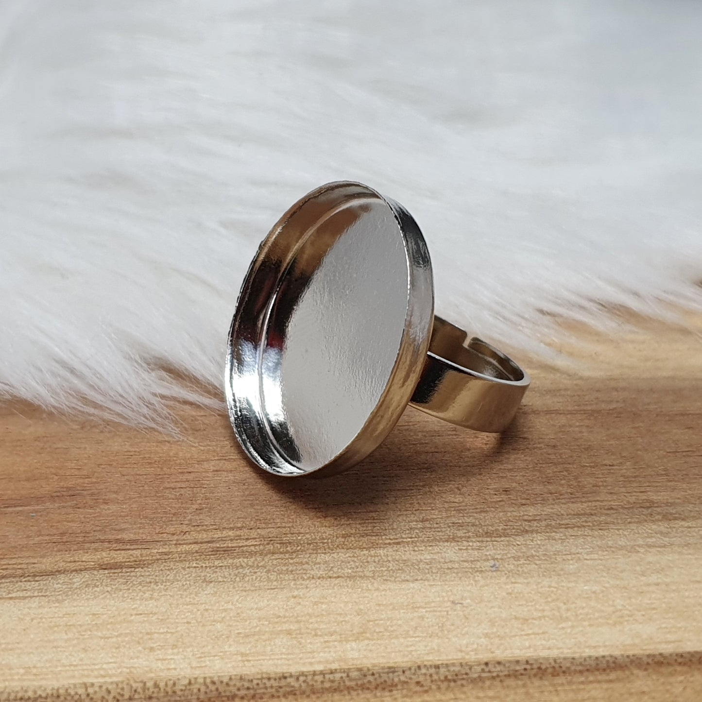 Ring Rohling, Ringschiene, mit Klebewanne, 25mm, platinfarbig, unisize