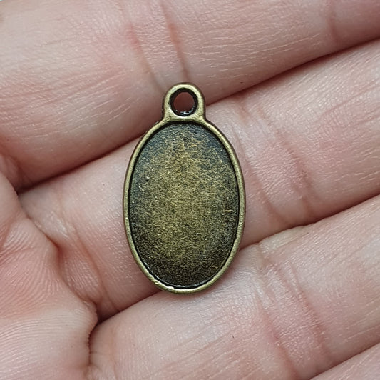 2x Setting Anhänger oval für Cabochons 11x17mm, antik bronzefarbig