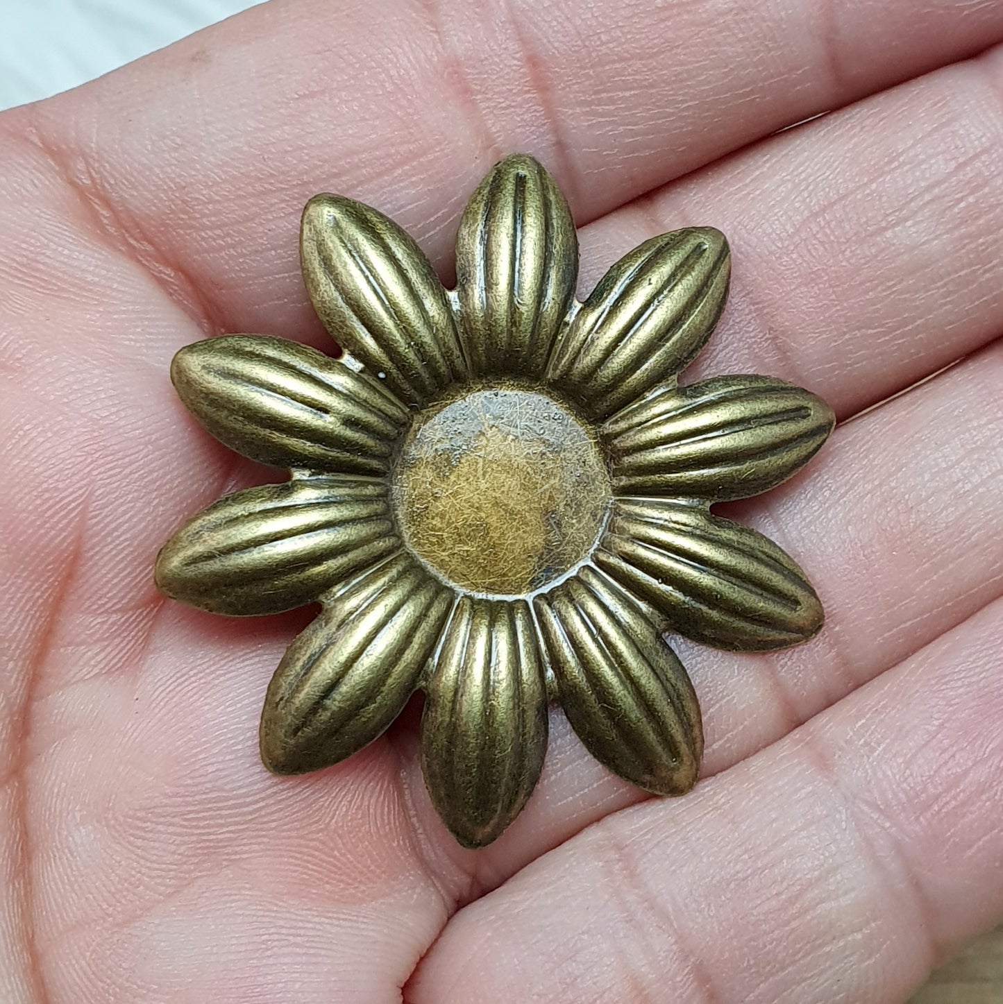 3x Setting Blume für Cabochon 12mm, antik bronzefarbig