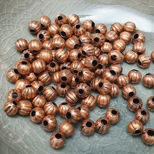 100 Metallperlen, Spacer, gerillt 4mm