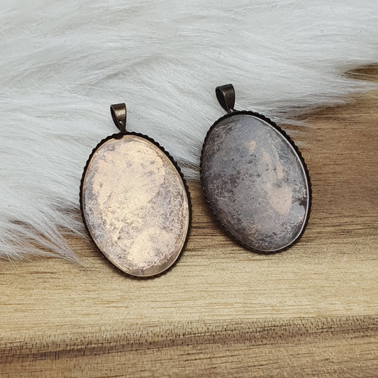 Anhänger Oval, für Cabochon 18x25mm, 30x40mm, antik bronzefarbig