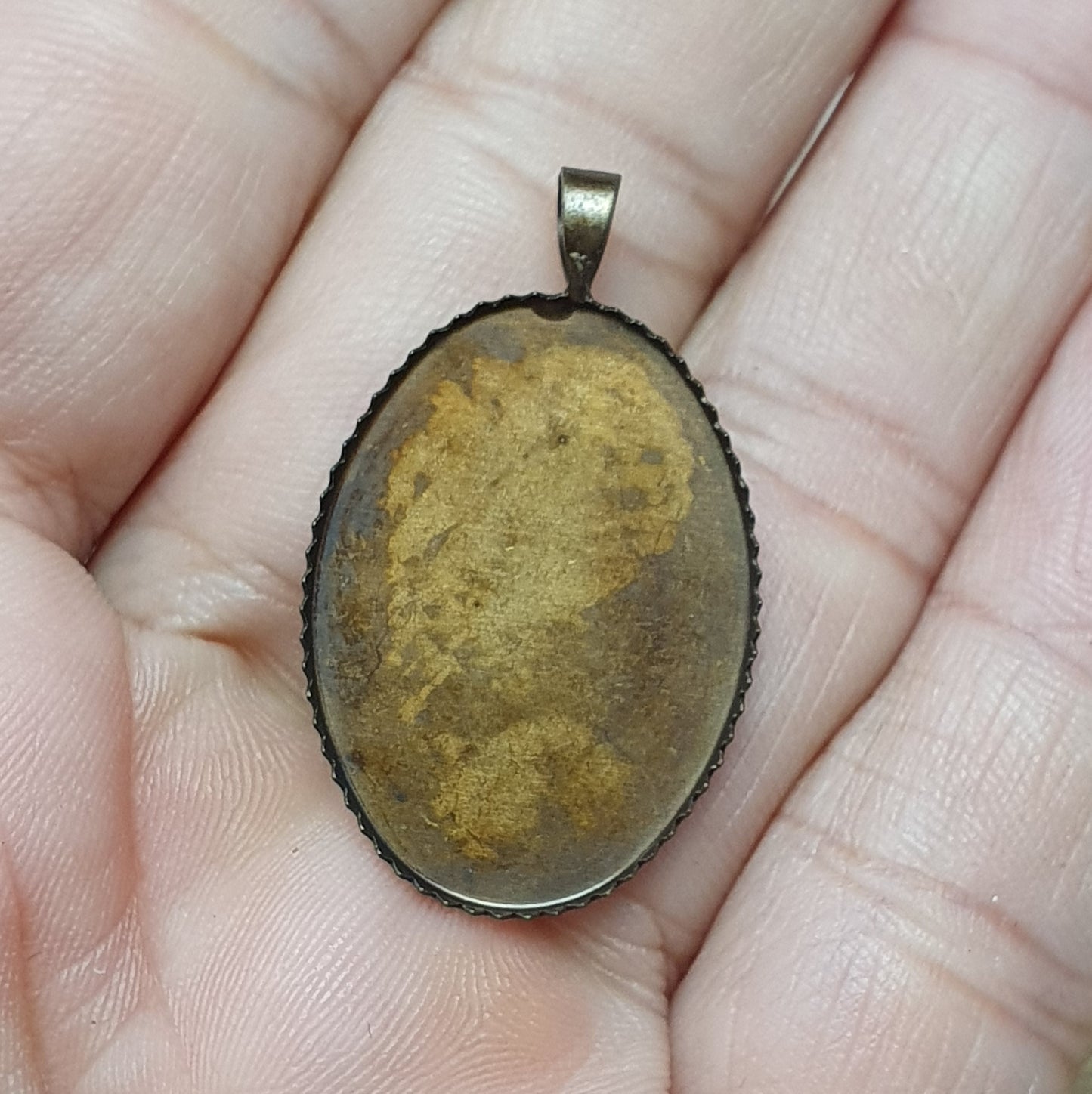 Anhänger Oval, für Cabochon 18x25mm, 30x40mm, antik bronzefarbig