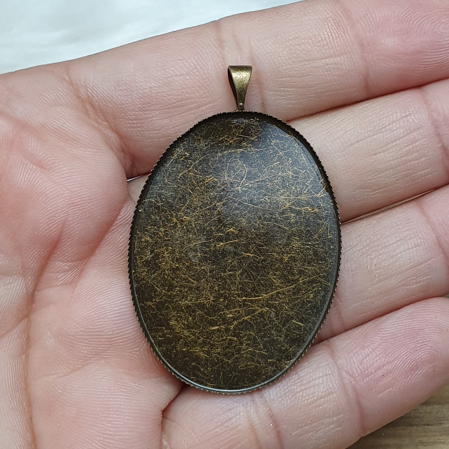 Anhänger Oval, für Cabochon 18x25mm, 30x40mm, antik bronzefarbig