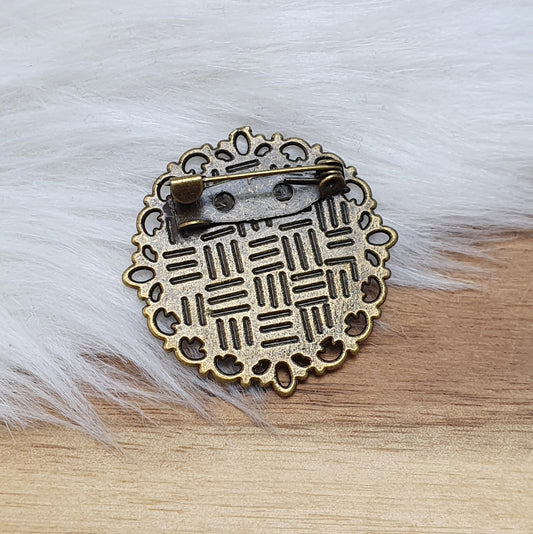 Setting für runde Cabochons, 20mm, Broschenwanne, antik bronzefarbig