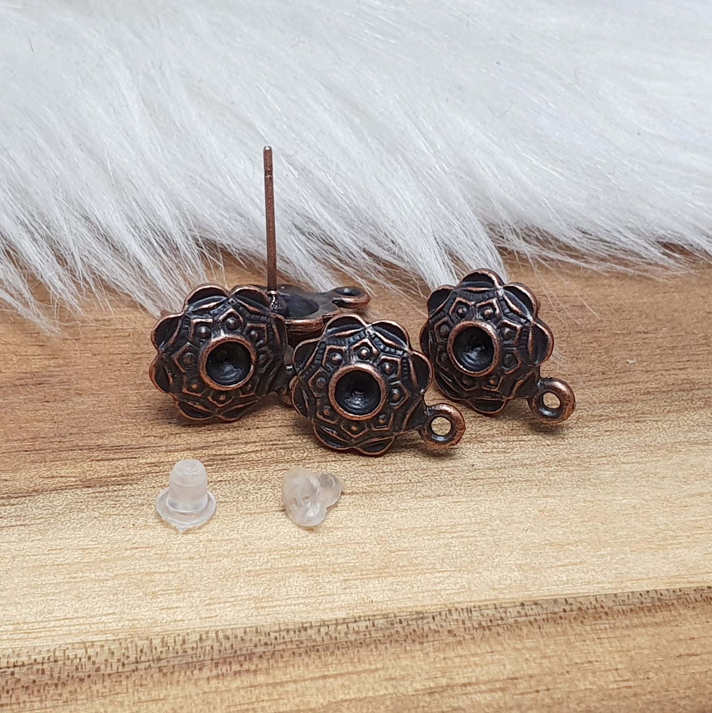 2 Paar Ohrstecker, Ethno, mit Öse, antik kupferfarbig