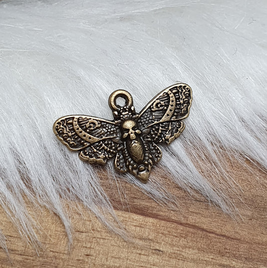 2 Anhänger, Charms, Deathmoth, Totenkopfmotte, 13x20mm, Schmuck Basteln