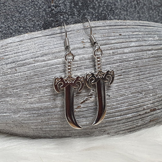 Ohrhänger Dolch, Dagger, an Haken aus Edelstahl