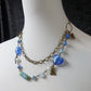 Halskette mit Glasperlen im Shabby-Chic Lagenlook, Bronze & Blau