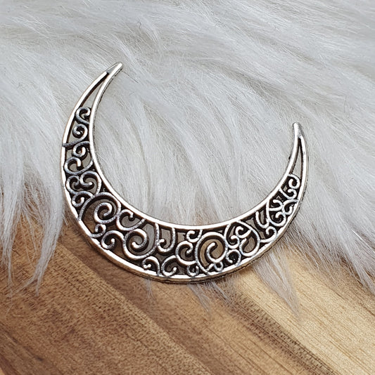 2x Verbinder filigraner Mond, ohne Ösen, 38mm