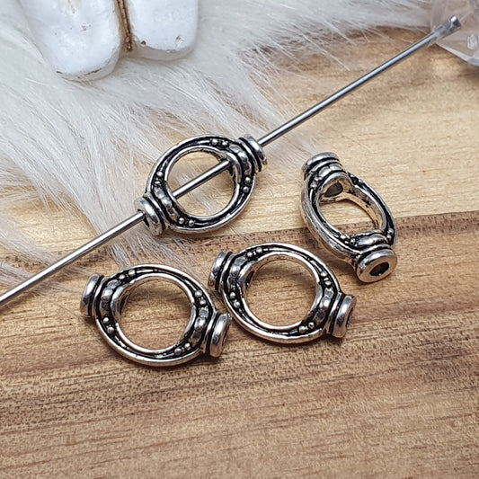 4 Metallperlen, Spacer, Rahmen, 11x7mm, Oval, Schmuck Basteln