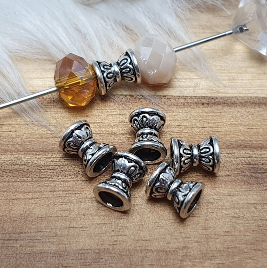 4 Metallperlen, Spacer, Sanduhr, 6x5mm, Schmuck Basteln