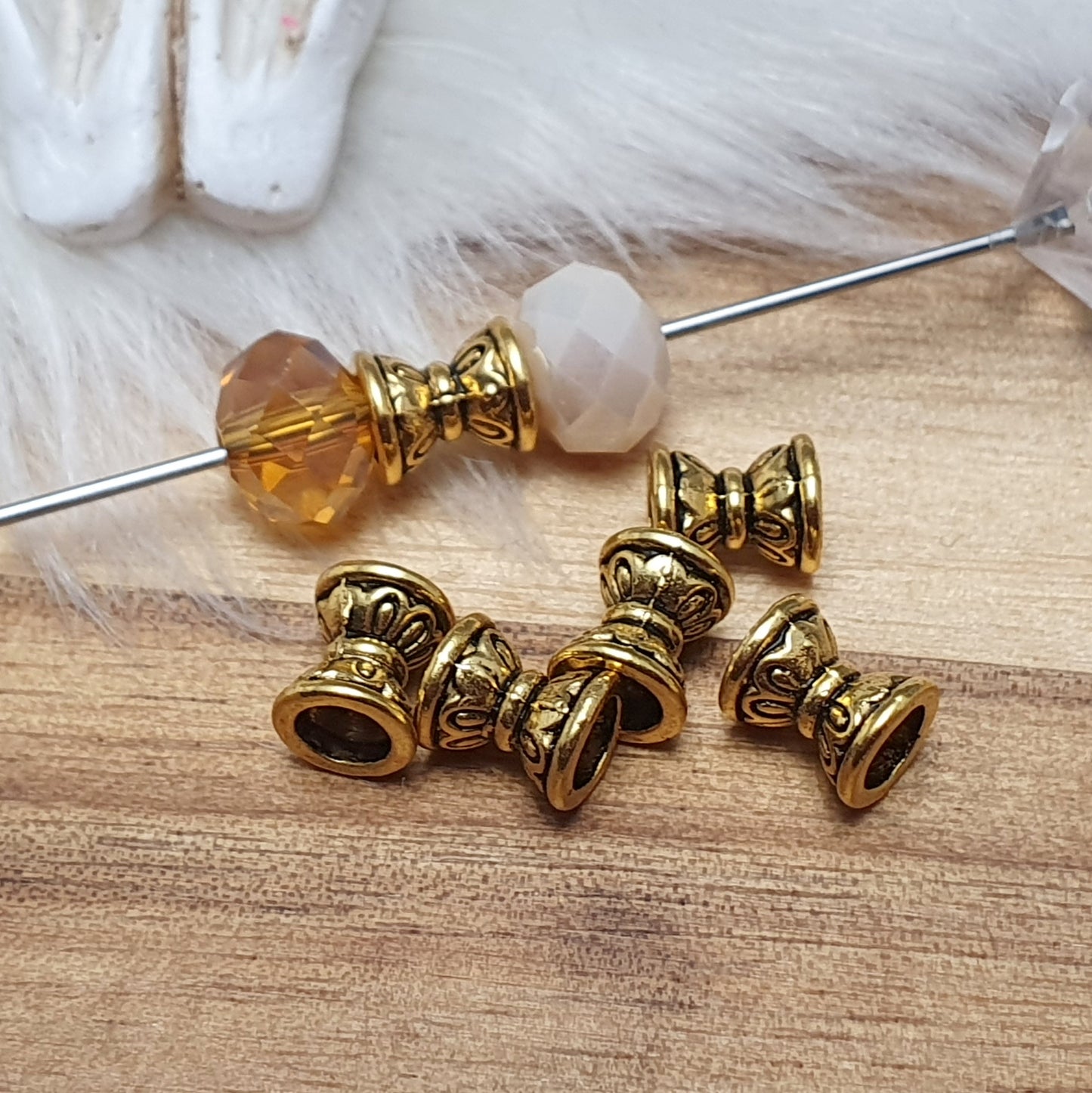4 Metallperlen, Spacer, Sanduhr, 6x5mm, Schmuck Basteln
