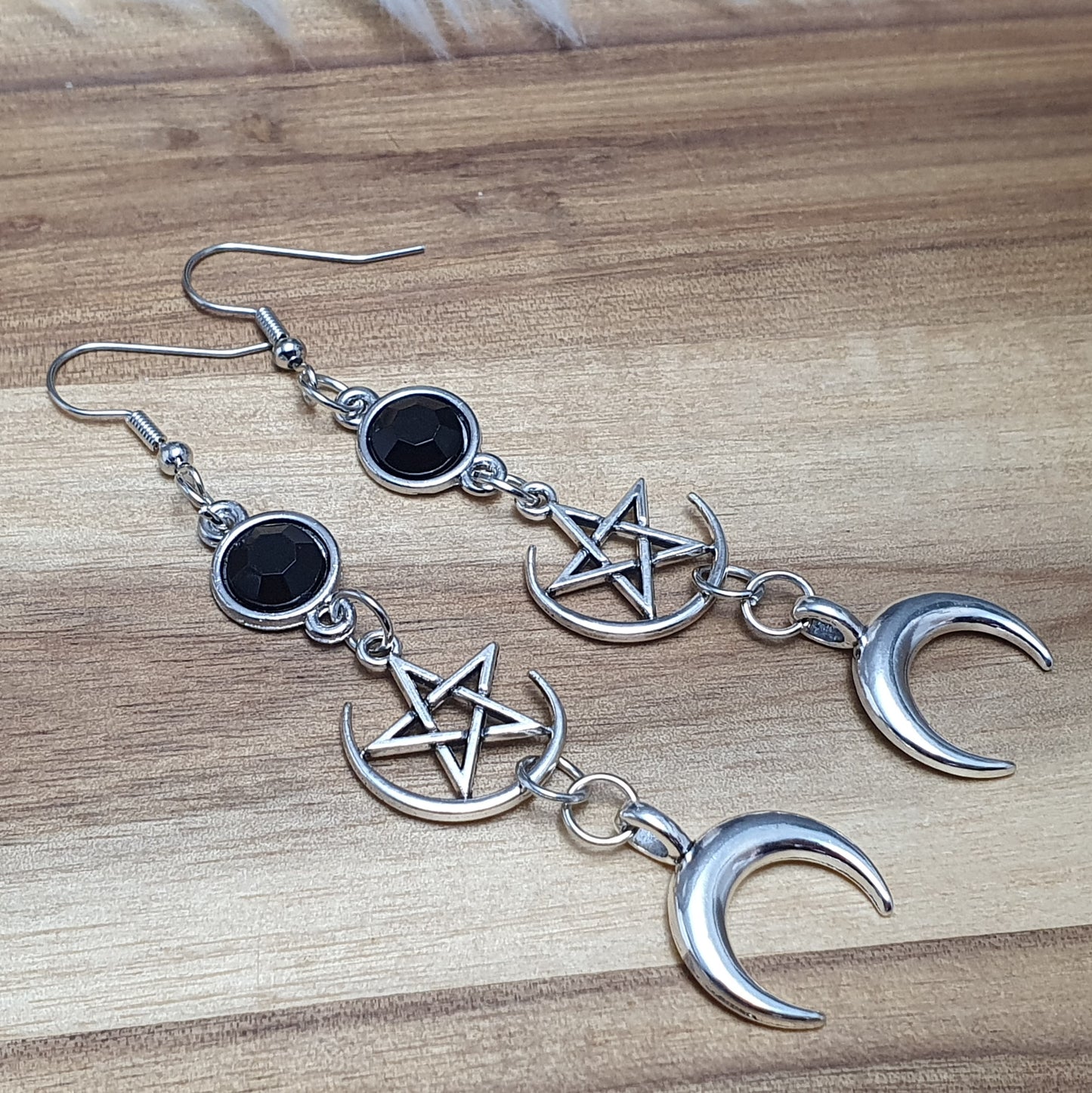 Ohrhänger, Halbmond & Pentagramm