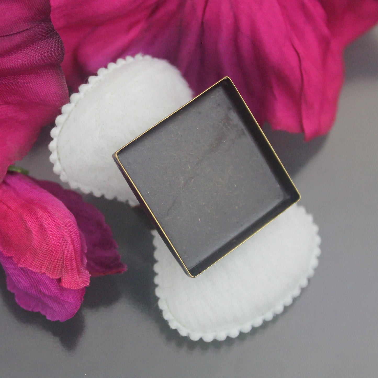 Ringschiene für Cabochon 25x25mm, antik bronzefarbig, Schmuck basteln